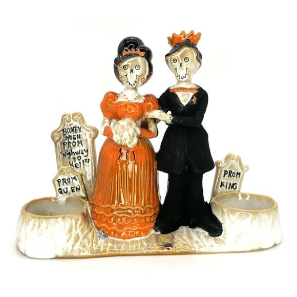 Yankee Candle Boney Bunch Prom King & Queen Votive Holder Halloween 2013 Retired - Picture 1 of 4